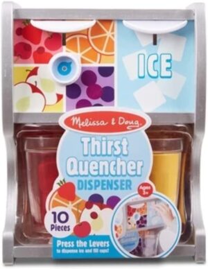 Melissa & Doug Wooden Thirst Quencher Drink Dispenser With Cups, Juice Inserts, Ice Cubes - Pretend Play Soda Fountain, Food Sets For Kids Kitchen,Ages 3+ - FSC-Certified Materials