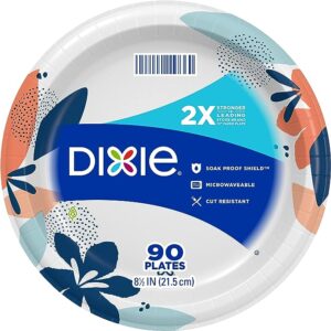 Dixie Medium Paper Plates, 8.5 Inch, 204 Count, 2X Stronger*, Microwave-Safe, Soak-Proof, Cut Resistant